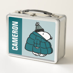 Peanuts   Snoopy Winter Puffer Jacket Metal Lunch Box