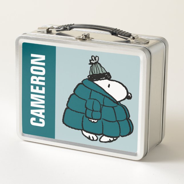 Peanuts | Snoopy Winter Puffer Jacket Metal Lunch Box (Front)