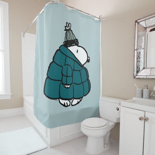 Peanuts | Snoopy Winter Puffer Jacket Shower Curtain (In Situ)