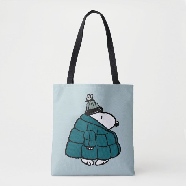 Peanuts | Snoopy Winter Puffer Jacket Tote Bag (Front)