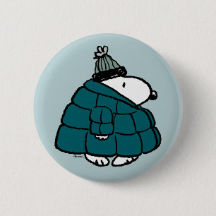 Peanuts   Snoopy Winter Puffy Jacket 6 Cm Round Badge