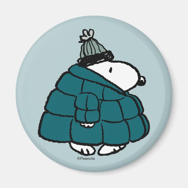 Peanuts | Snoopy Winter Puffy Jacket Magnet (Front)