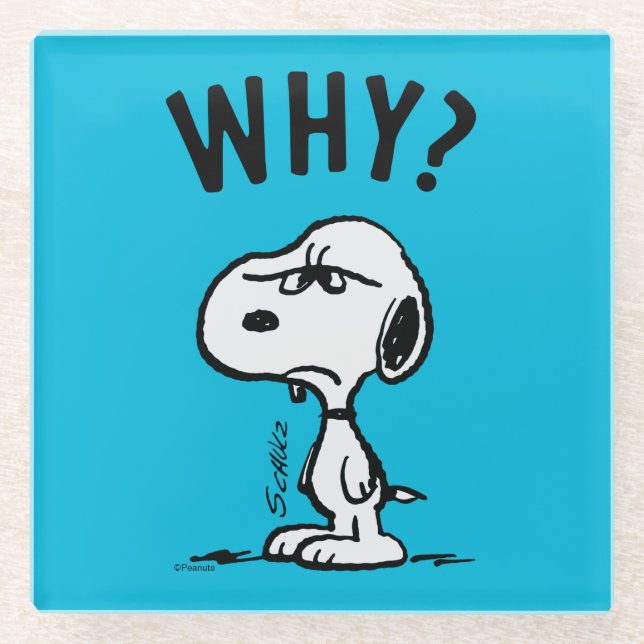 Peanuts | Snoopy Wonders Why? Glass Coaster (Front)