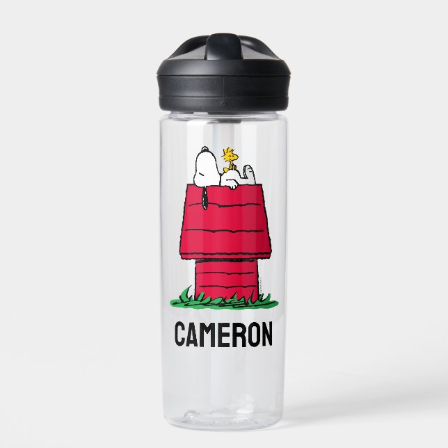 Peanuts | Snoopy & Woodstock | Add Your Name Water Bottle (Front)