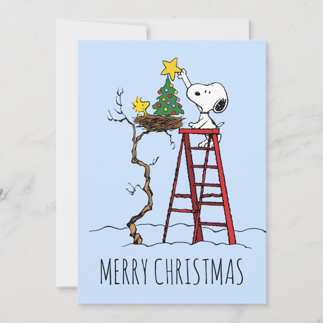 Peanuts | Snoopy & Woodstock | Add Your Photos Holiday Card (Front)
