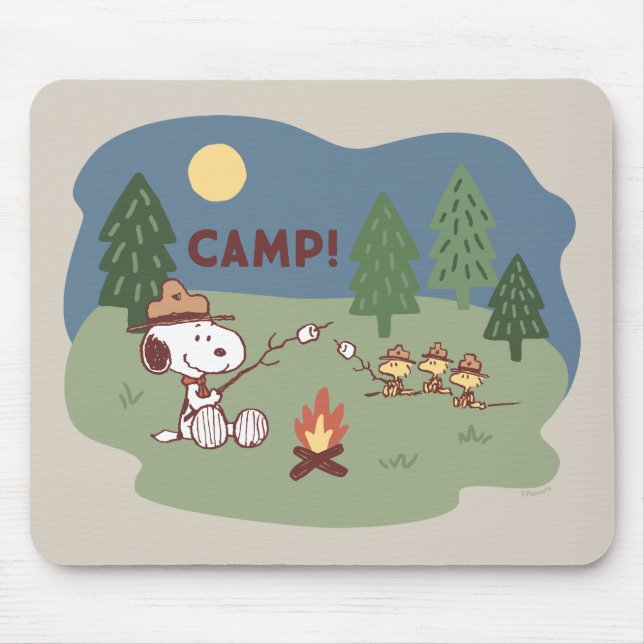 Peanuts | Snoopy & Woodstock at the Campfire Mouse Pad (Front)