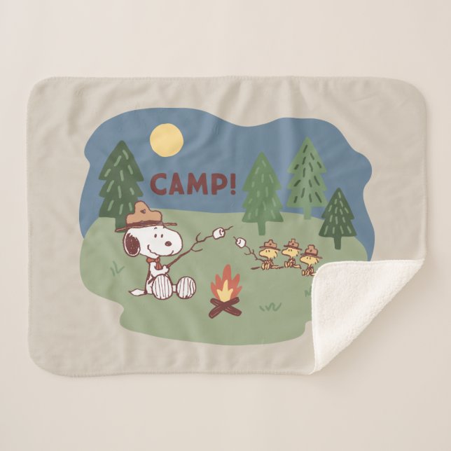 Peanuts | Snoopy & Woodstock at the Campfire Sherpa Blanket (Front (Horizontal))