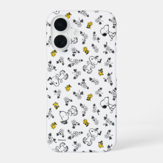 Peanuts | Snoopy & Woodstock B&W Flower Pattern iPhone 16 Case