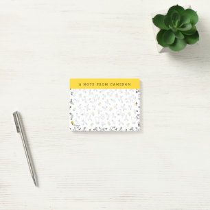 Peanuts   Snoopy & Woodstock B&W Flower Pattern Post-it Notes