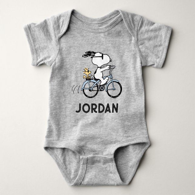 Peanuts | Snoopy & Woodstock Bicycle Baby Bodysuit (Front)