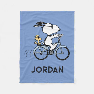 Peanuts Snoopy & Woodstock Bicycle Fleece Blanket