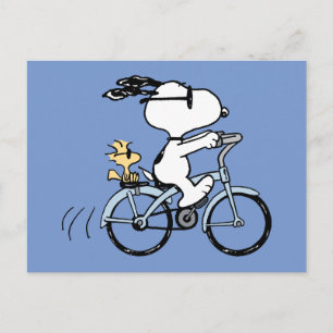 Peanuts   Snoopy & Woodstock Bicycle Postcard
