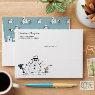 Peanuts   Snoopy & Woodstock Build A Snowman Envelope