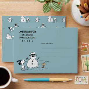 Peanuts   Snoopy & Woodstock Build A Snowman Envelope