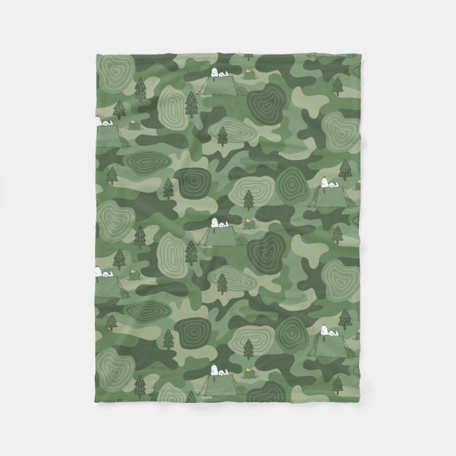 Peanuts | Snoopy & Woodstock Camouflage Camp Fleece Blanket (Front)