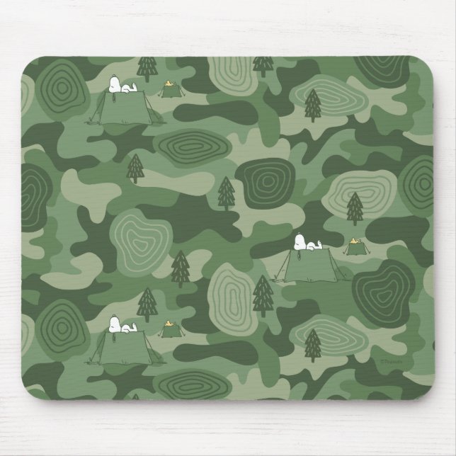 Peanuts | Snoopy & Woodstock Camouflage Camp Mouse Pad (Front)