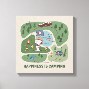Peanuts Snoopy & Woodstock Camp Map Canvas Print