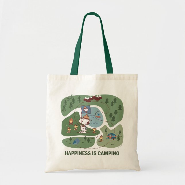Peanuts | Snoopy & Woodstock Camp Map Tote Bag (Front)