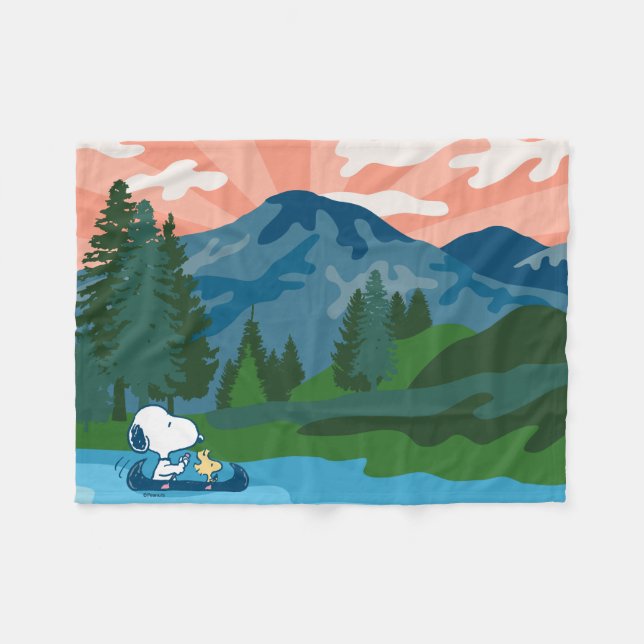Peanuts | Snoopy & Woodstock Canoe Fleece Blanket (Front (Horizontal))