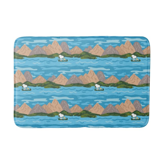 Peanuts | Snoopy & Woodstock Canoe Ride Pattern Bath Mat (Front)