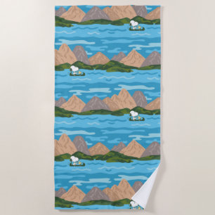 Peanuts   Snoopy & Woodstock Canoe Ride Pattern Beach Towel