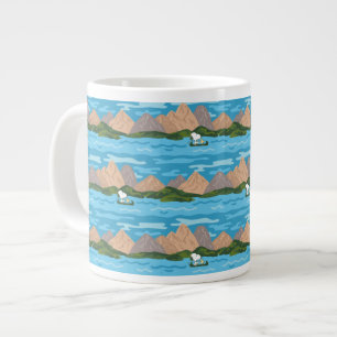 Peanuts   Snoopy & Woodstock Canoe Ride Pattern Large Coffee Mug