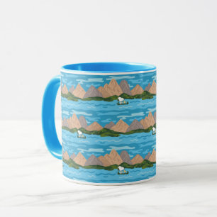 Peanuts Snoopy & Woodstock Canoe Ride Pattern Mug
