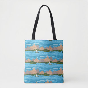 Peanuts   Snoopy & Woodstock Canoe Ride Pattern Tote Bag