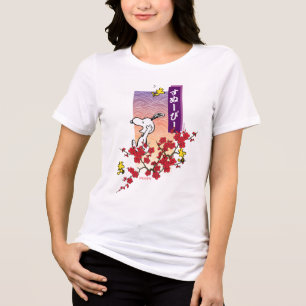 Peanuts   Snoopy & Woodstock Cherry Blossom Branch Tri-Blend Shirt