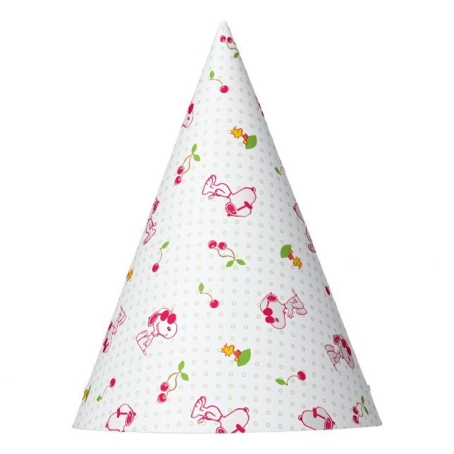 Peanuts | Snoopy & Woodstock Cherry Pattern Party Hat (Front)
