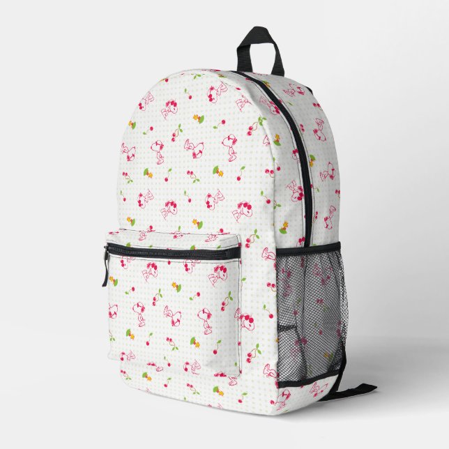 Peanuts | Snoopy & Woodstock Cherry Pattern Printed Backpack (Back Corner Right)