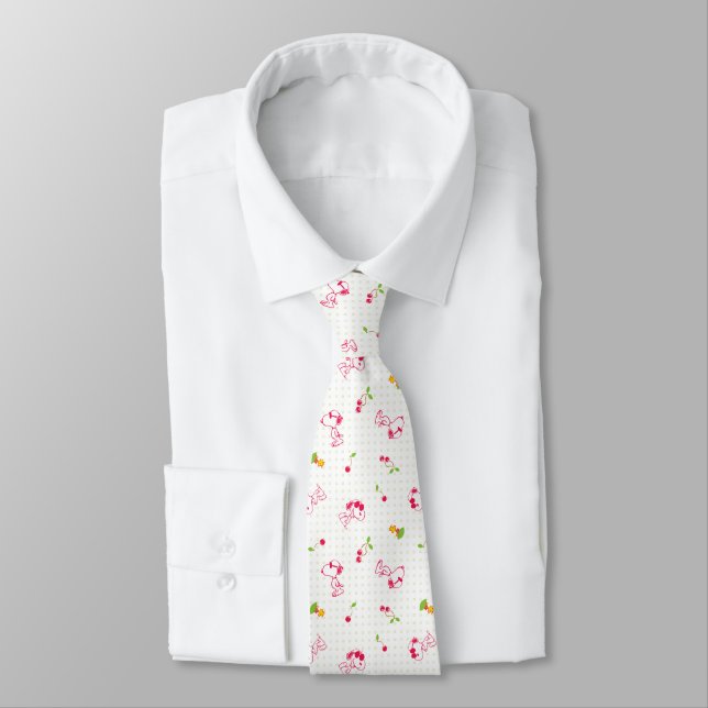 Peanuts | Snoopy & Woodstock Cherry Pattern Tie (Tied)