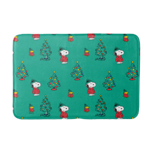 Peanuts   Snoopy & Woodstock Christmas Pattern Bath Mat