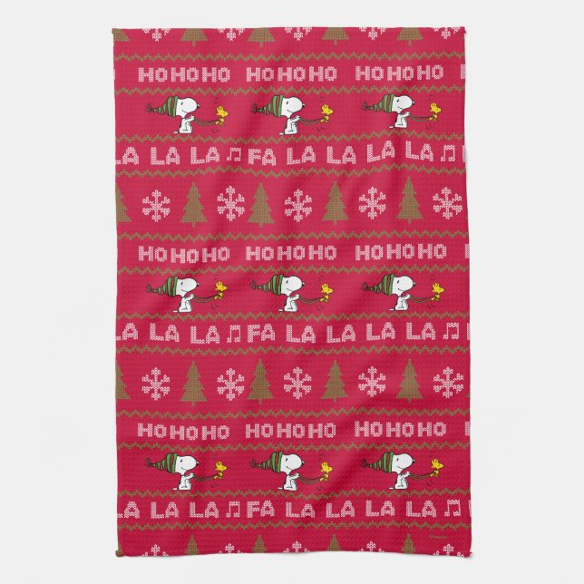 Peanuts | Snoopy & Woodstock Christmas Sweater Tea Towel (Vertical)