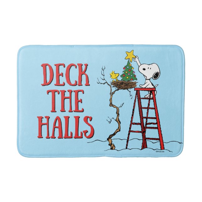 Peanuts | Snoopy & Woodstock Christmas Tree Bath Mat (Front)