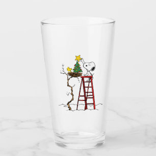Peanuts   Snoopy & Woodstock Christmas Tree Glass