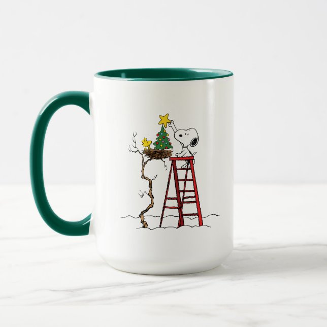 Peanuts | Snoopy & Woodstock Christmas Tree Mug (Left)