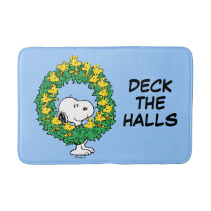 Peanuts   Snoopy & Woodstock Christmas Wreath Bath Mat