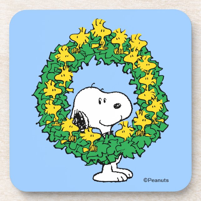 Peanuts | Snoopy & Woodstock Christmas Wreath Coaster (Front)