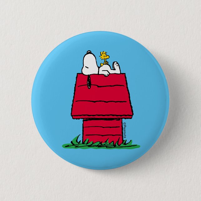 Peanuts | Snoopy & Woodstock Doghouse 6 Cm Round Badge (Front)