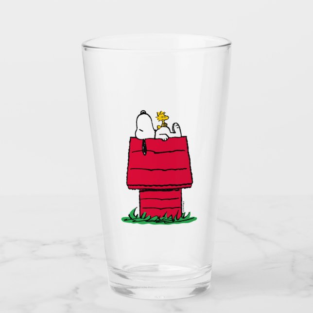 Peanuts | Snoopy & Woodstock Doghouse Glass (Front)