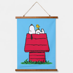 Peanuts   Snoopy & Woodstock Doghouse Hanging Tapestry