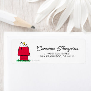 Peanuts   Snoopy & Woodstock Doghouse Return Address Label