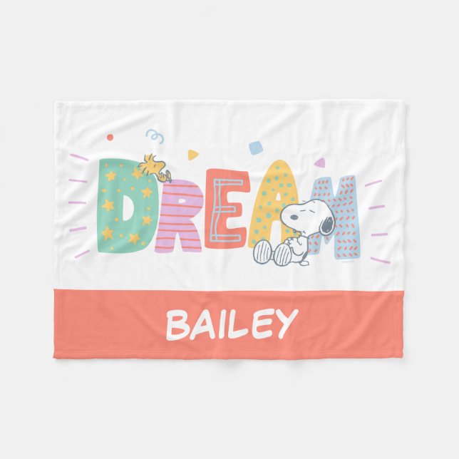 Peanuts | Snoopy & Woodstock Dream Fleece Blanket (Front (Horizontal))