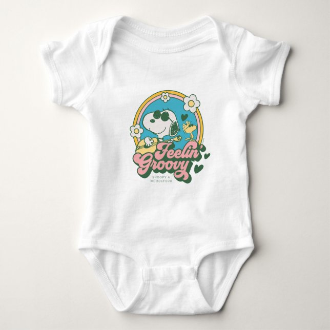 Peanuts | Snoopy & Woodstock Feelin' Groovy Baby Bodysuit (Front)