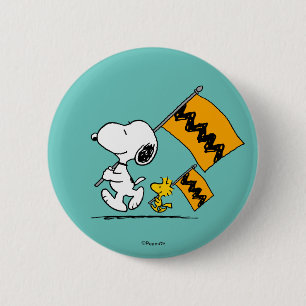 Peanuts   Snoopy & Woodstock Flags 6 Cm Round Badge