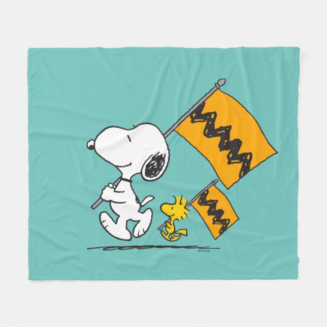 Peanuts | Snoopy & Woodstock Flags Fleece Blanket (Front (Horizontal))