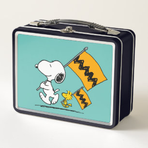 Peanuts   Snoopy & Woodstock Flags Metal Lunch Box