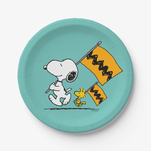 Peanuts | Snoopy & Woodstock Flags Paper Plate (Front)
