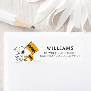 Peanuts   Snoopy & Woodstock Flags Return Address Label